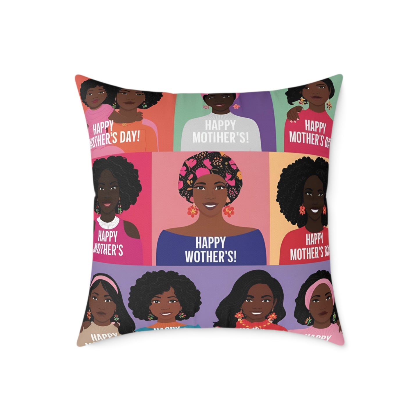 Square Poly Canvas Pillow - Happy Mother's