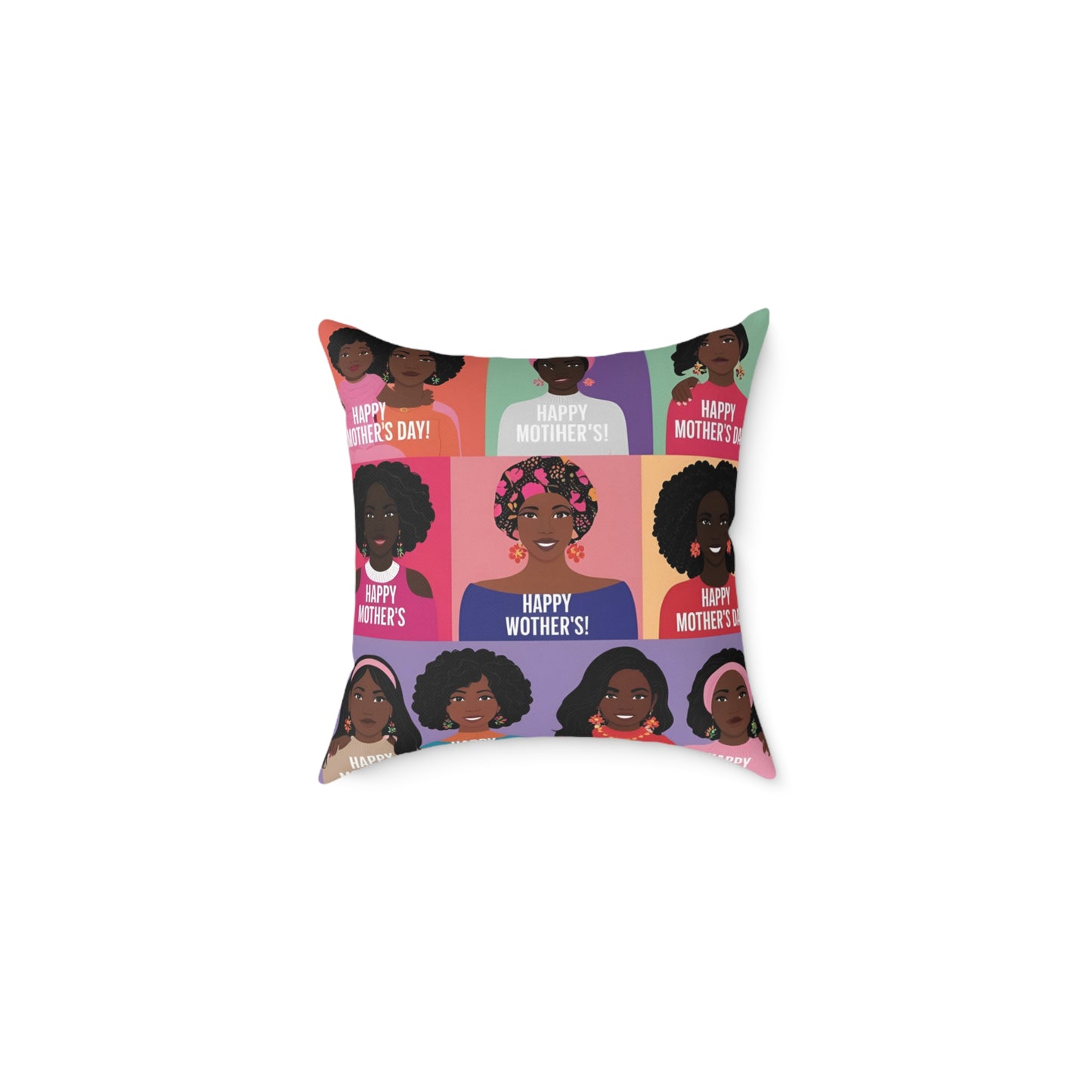 Square Poly Canvas Pillow - Happy Mother's