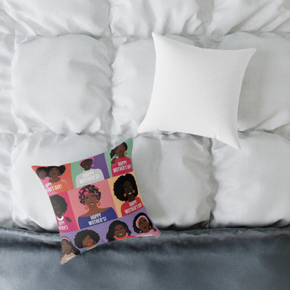 Square Poly Canvas Pillow - Happy Mother's