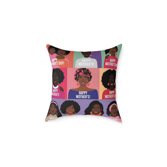 Square Poly Canvas Pillow - Happy Mother's