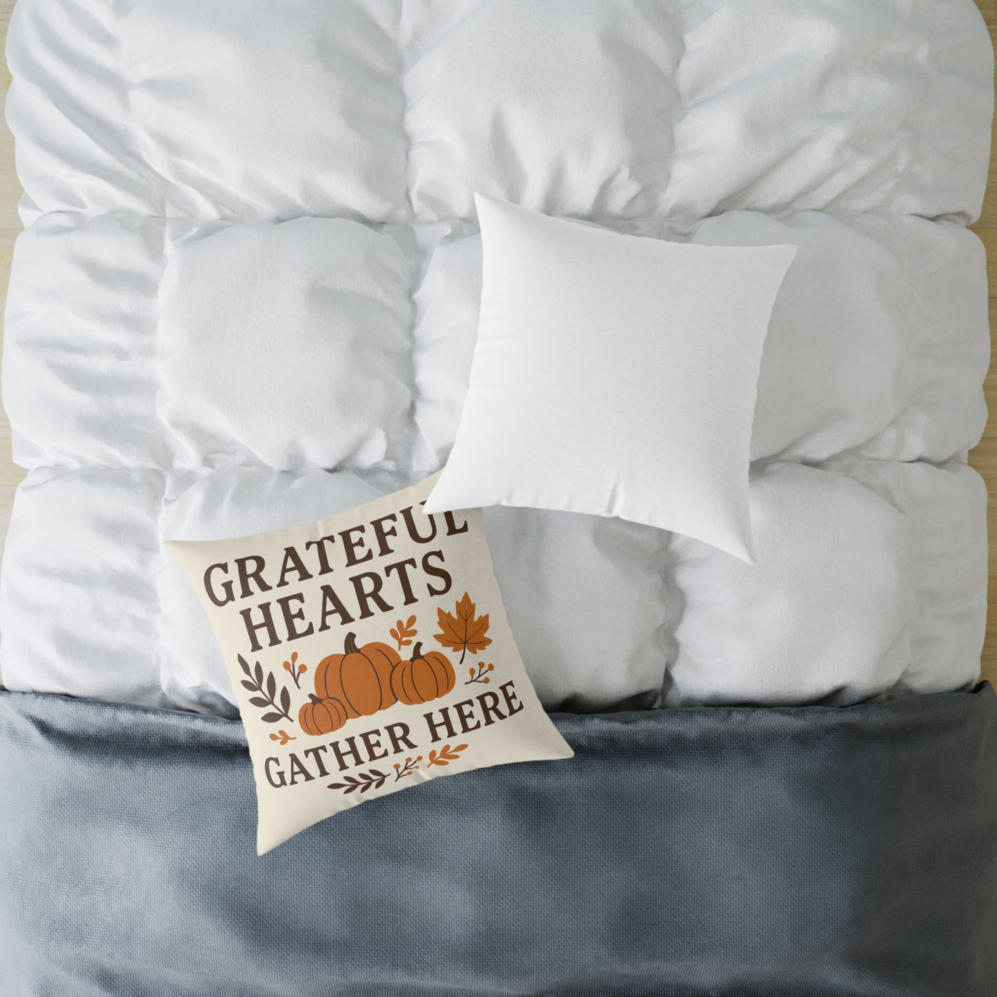 Square Poly Canvas Pillow - Grateful Hearts