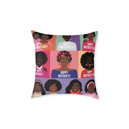 Square Poly Canvas Pillow - Happy Mother's