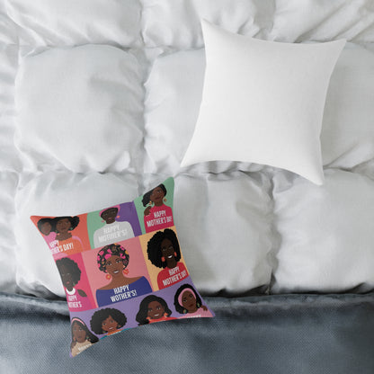 Square Poly Canvas Pillow - Happy Mother's