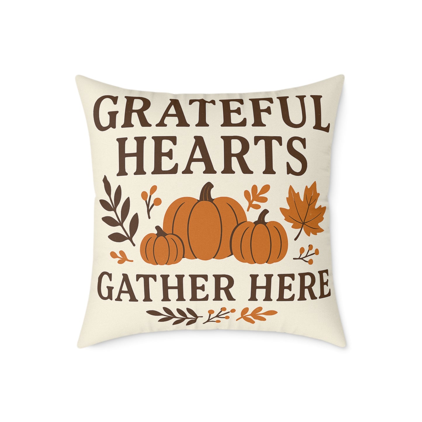 Square Poly Canvas Pillow - Grateful Hearts