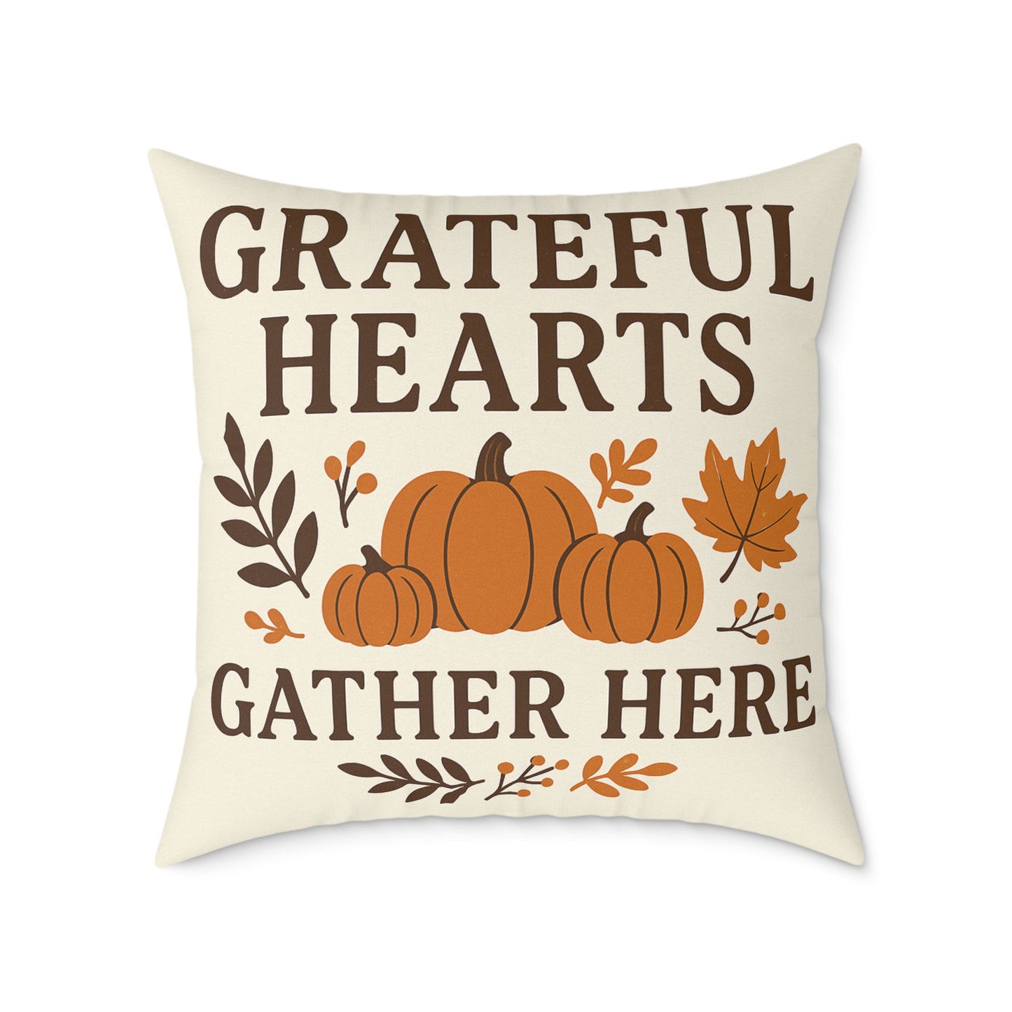 Square Poly Canvas Pillow - Grateful Hearts