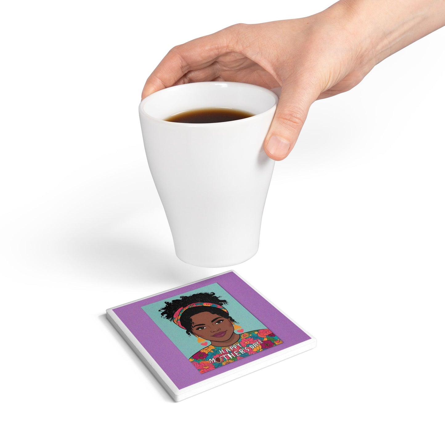 Floral Ceramic Coaster - Happy Mother's Day