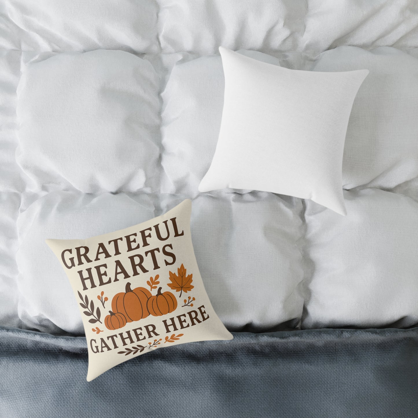 Square Poly Canvas Pillow - Grateful Hearts