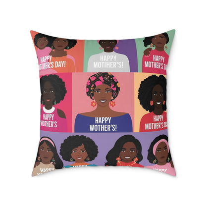 Square Poly Canvas Pillow - Happy Mother's