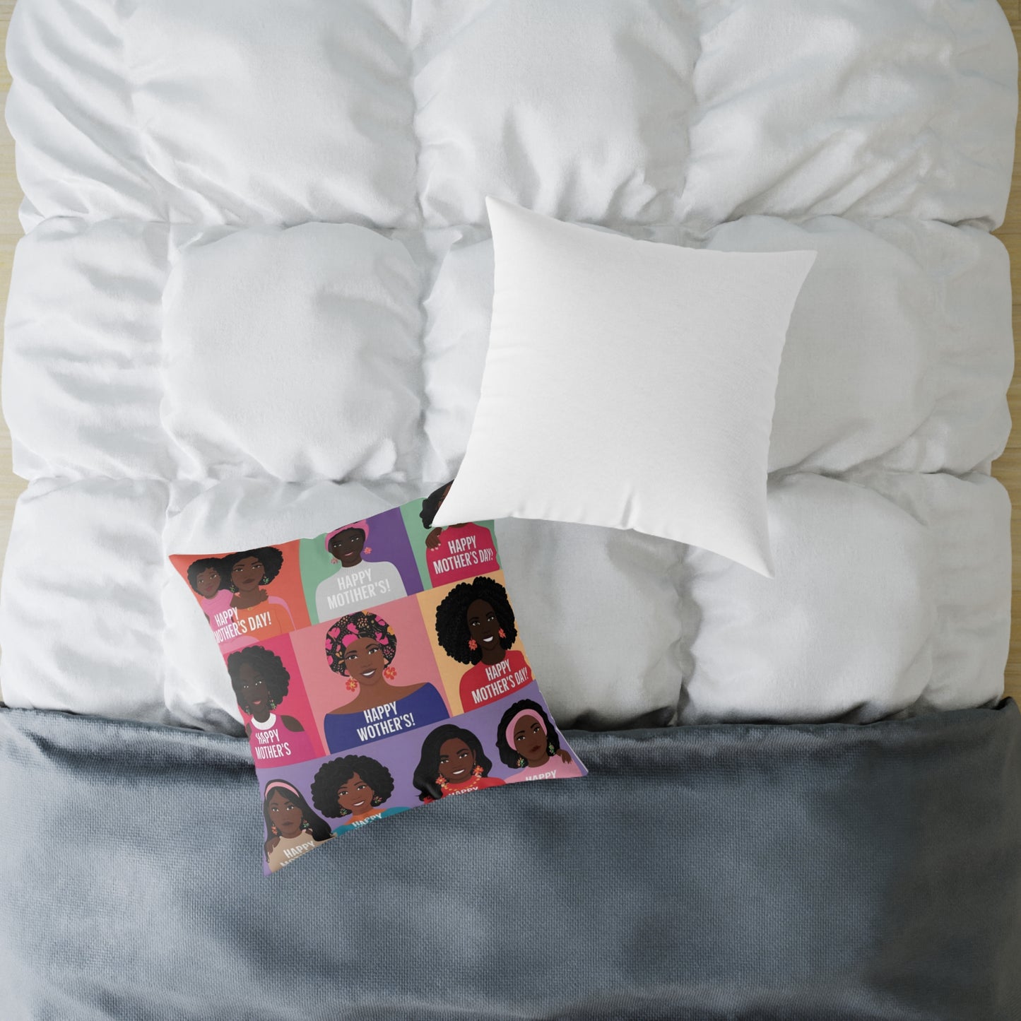 Square Poly Canvas Pillow - Happy Mother's