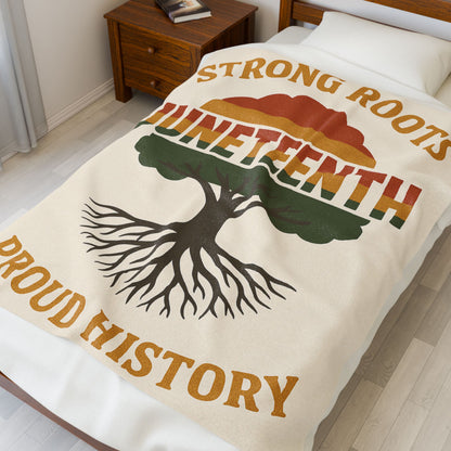 Juneteenth Roots Velveteen Plush Blanket - African American History Throw, Celebrate Freedom, Black Lives Matter, Emancipation Day Gift,