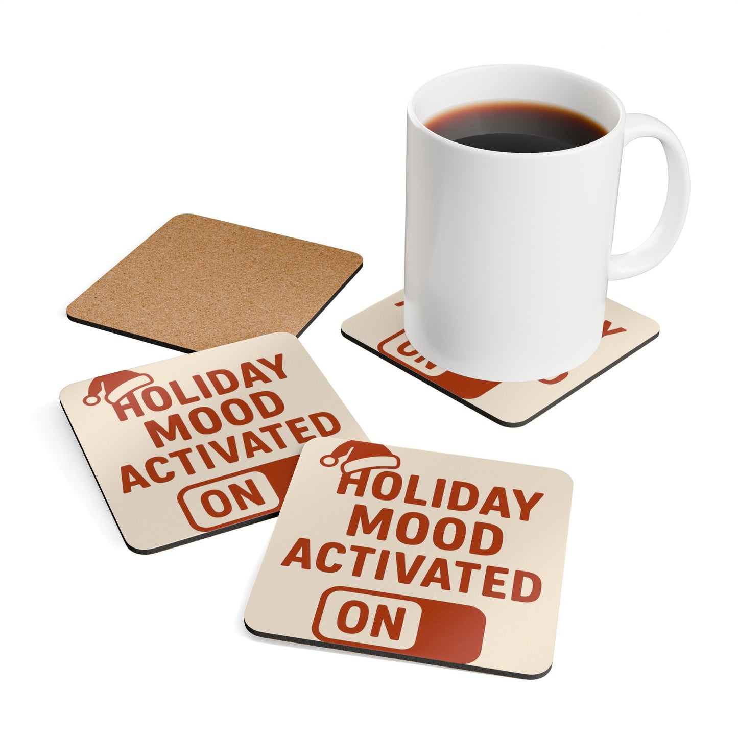 Holiday Mood Cork Coaster Set