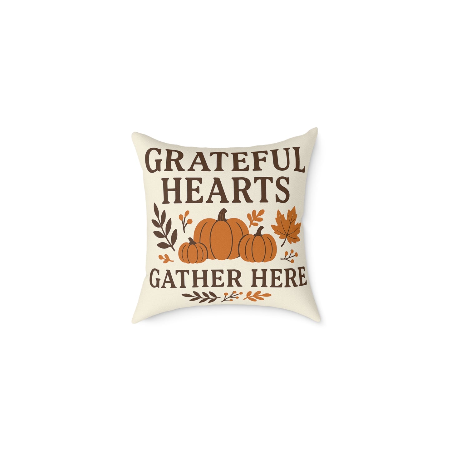 Square Poly Canvas Pillow - Grateful Hearts
