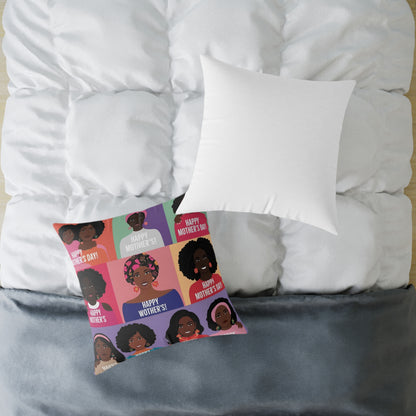 Square Poly Canvas Pillow - Happy Mother's