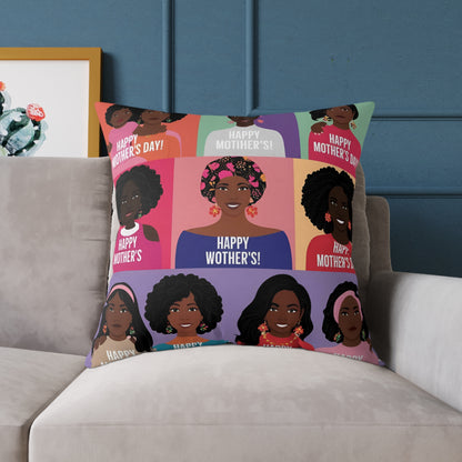 Square Poly Canvas Pillow - Happy Mother's